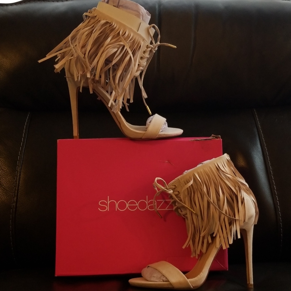 Fringe high heels